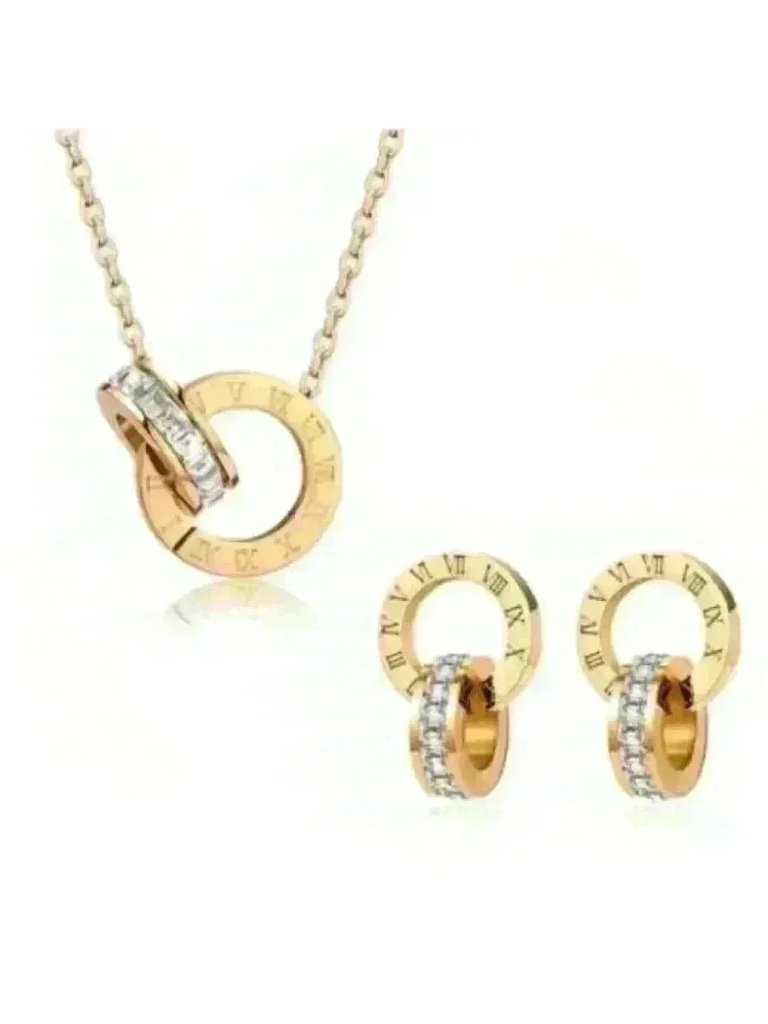 Roman Numeral-Engraved Circles Complemented By Sparkling Cubic Zirconia
